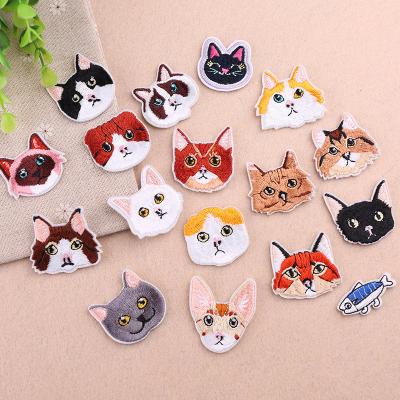 China Iron on patches Custom  Iron on Patches Cat Pattern Embroidery Chenille Patch for Garment for sale