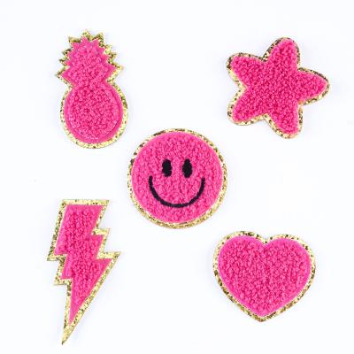 China 3D Chenille Patch Glitter Iron On Patch Adhesive Sewing Appliques for Clothing for sale