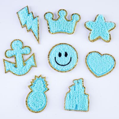 China 3D Chenille Patch Glitter Iron On Patch Adhesive Sewing Appliques for Clothing for sale