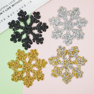 China 3D Snowflake Rhinestone Beaded Diamond Applique Iron on Rhinestone Patches For Clothing for sale