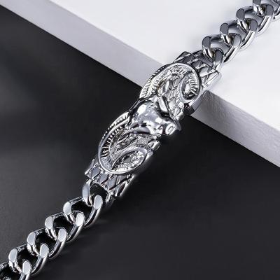 China Cheap Price Hip Hop Fashion Cuban Bracelet Men's Cuban Bracelet Zinc Alloy Silver Plated Men for sale