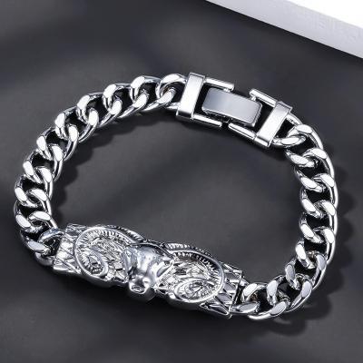 China Cheap Price Hip Hop Fashion Cuban Bracelet Men's Cuban Bracelet Zinc Alloy Silver Plated Men for sale