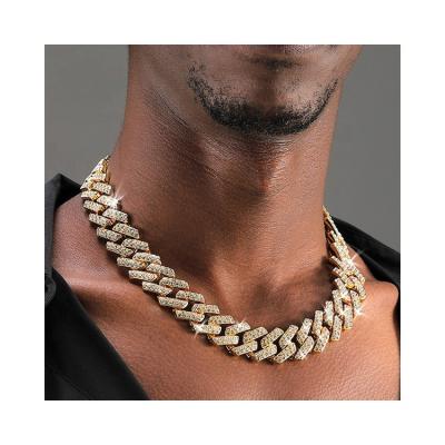 China Fashion Jewelry Necklace Popular Luxury Cuban Gold Plated Hip Hop Chain Necklace For Men for sale