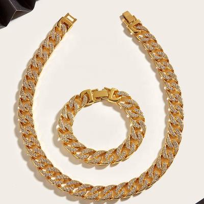 China Fashion Fashion Iced Out Rhinestone Hip Hop Hip Hop Bracelet Necklace Cuban Bangle Necklace for sale