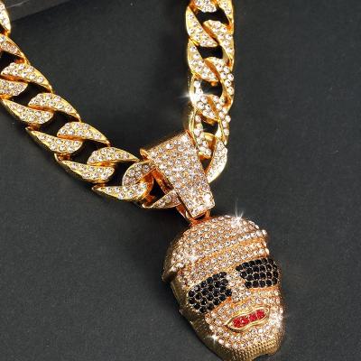 China Hot Selling Simple Alloy Rhinestone Hip Hop Custom Hip Hop Necklace Simple Necklace in China for sale