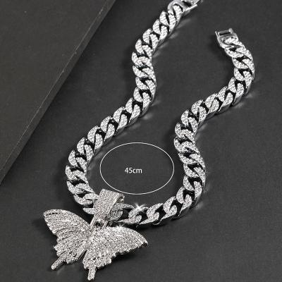 China Fashion Full Diamond Rhinestone Necklace Men's Choker Necklace Popular Men's Pendant Hip-Hop Necklace for sale