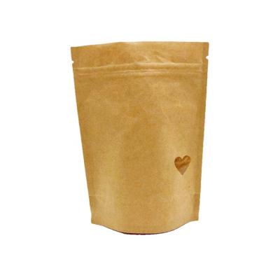 China Custom Eco Friendly Resealable Moisture Proof Laminated Brown Kraft Food Bag Zip Lock Stand Pouch Kraft Paper Wrapping Bag With Window for sale