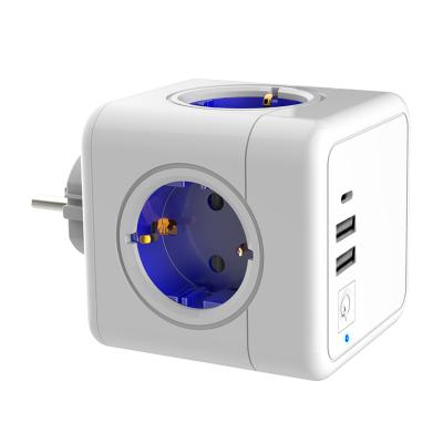 China EU Standard Residential / Multipurpose Overload Protection USB Charging Magic Cube Plug Power Extension Cord for sale