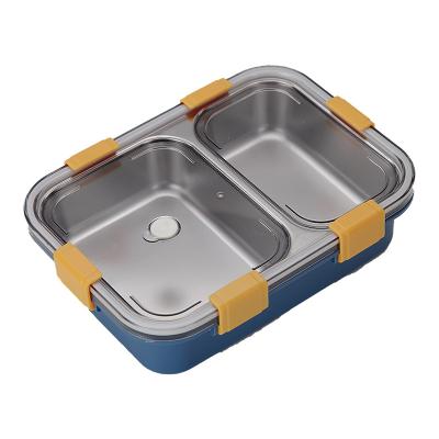 China New Freshness Keeping Sealed Buckle Separated Bento Lunch Box Square Stainless Steel Lunch Box for sale