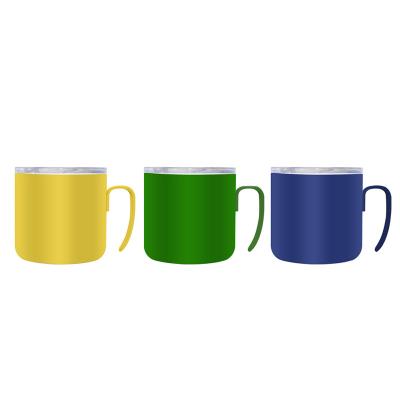 China Sustainable Promotion 304 Stainless Steel Double Layer Mug With Steel Wire Handle Portable Custom Coffee Mugs for sale