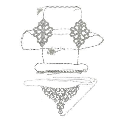 China 2022 Fashion Diamond Breathable Erotic Seductive Bikini Crystal Rhinestone Sexy Breast Chain Diamond Body Chain Girls Lingeries for sale