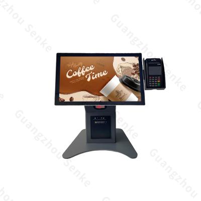 China SDK 1D/2D Scanner 15.6 Inch Countertop Touch Screen Self Service Kiosk Retail Shops Ordering Kiosk With POS Terminal Stand for sale