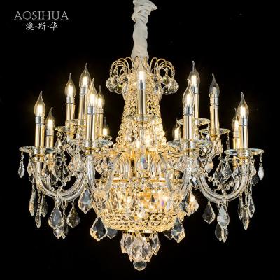 China AOSOHUA Style Gold European Luxury Modern Chandelier Type, Hotel Villa Banquet Hall Europe Crystal Chandelier for sale