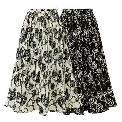 China Wholesale Design Fashion Anti-Static Printing Summer Casual Chiffon Pleated Skirt Women Clothing Seller for sale