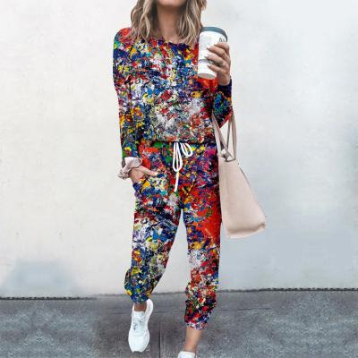 China 2021 new style breathable women tie dye suit 2 pieces ladies clothing winter autumn style street sweatshirt for sale