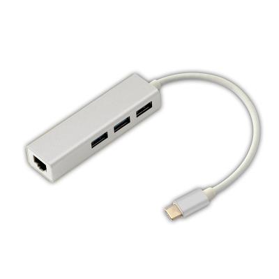 China USB3.0 5Gbps USB C HUB or High Speed ​​Type C Hub with 3USB3.0+RJ45, 4 in 1 USB-C Hub, for MacBook for sale