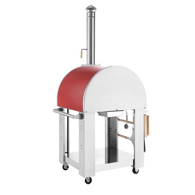 China 4 Wheel Outdoor Portable Silver Pizza Oven Wood Fired Stainless Steel Pizza Oven for sale