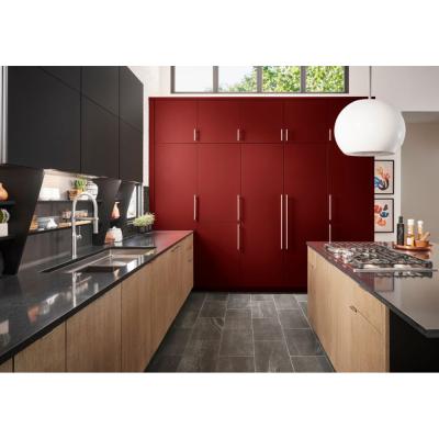 China Solid Durable Beech Wood Timber Veneer Sideboard with Matte Red Painting Tall Cupboard for sale