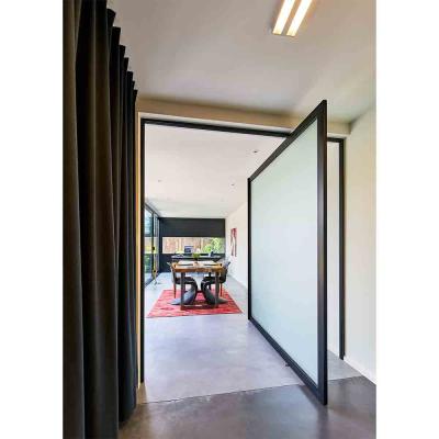 China Modern Steel Glass Double Sound Proof Luxury Pivot Door With Frosted Glass for sale