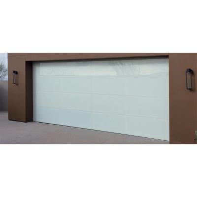 China Modern Milky White Frosted Frameless Tempered Aluminum Glass Garage Door for sale