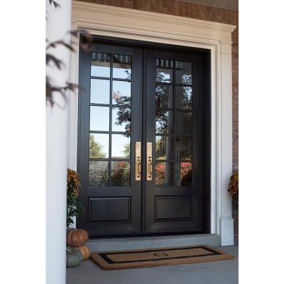 China Front Modern Black Exterior Wooden Main Entry Doors For Villa for sale