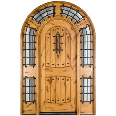 China Modern Arch Shape American Solid White Oak Front Main Entrance Door With Glass Sidelites Opening for sale