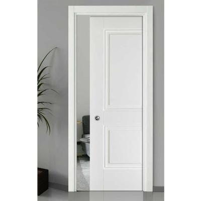 China Modern Interior Sliding Wood Pocket Door With Hidden Steel Track for sale