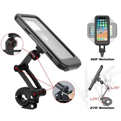 China Adjustable Universal Waterproof Motorcycle Mobile Phone Mount Bike Phone Case Bicycle Bicycle Phone Bag Holder for sale