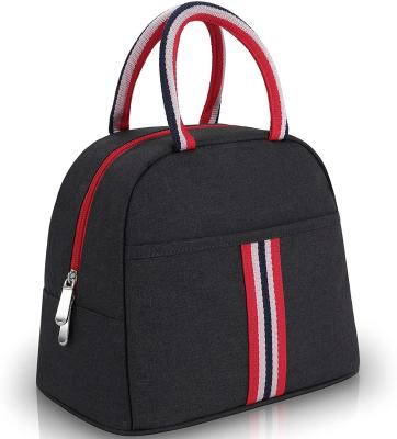 China Simple and fashionable eco-friendly portable lunch bag (grey with ribbon) for sale