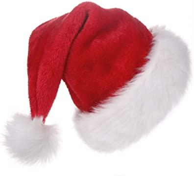 China Hot Selling Classic Christmas Party Hats For Adults Santa Hat Comfort Double Liner Big Plush Red Velvet for sale