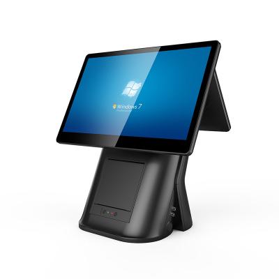 China Dual Screen Display Capacitive POS Windows Mahine 15.6 Inch Touch Screen Cash Register All In One System 32G (64G POS for sale