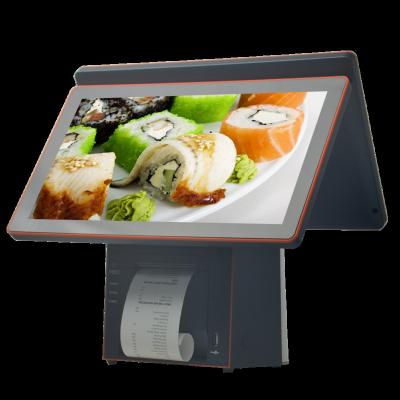 China Cash Register POS Systems 15.6Inch Screen Dual Windows Tablet All In One Touch Screen Restaurant POS System Machine 32GB (64GB SSD for sale