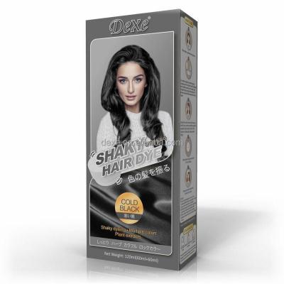 China Change Hair Color Dexe New Arrival Black Hair Color Dye Shaking Pudding Hair Color Brwon Smoky Deep Black Supplier for sale