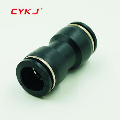 China Best Quality Hotels One Touch PU Black Straight Plastic Union Tube Pneumatic Fittings for sale