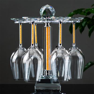 China Viable Hand Blown Crystal Clear Stained Glass Goblet Champagne Red Wine Glass Holder for sale