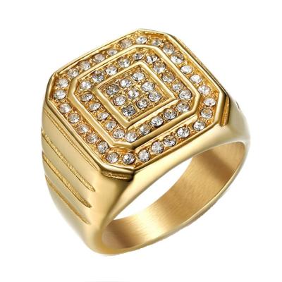 China Office/career Europe and America stainless steel hip-hop ring spot border casting punk gold plated wholesale for sale