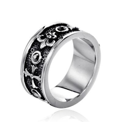 China FASHIONABLE Best Selling Retro Rings Cross Croxin Anchor Inlaid Rhinestone Titanium Steel Ring Male Rings For Men for sale