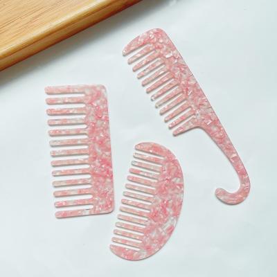 China Korea fancy cute fashionable designer new collection pink themes sets pink detangle hair brush acetate series pocket hair comb for sale