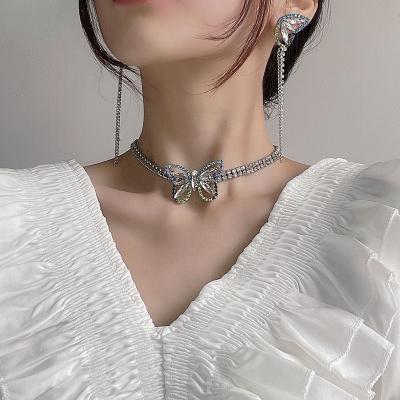 China Fashion Fancy Candy Iced Out Bling Bling Zirconia Tennis Chain Butterfly Pendant Fancy Diamond Necklace for sale