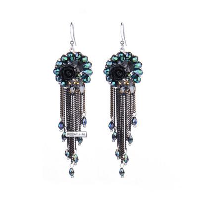 China BOHEMIA Classic Elegant Tassel Girl's Earrings S925 Crystal Silver Hook for sale