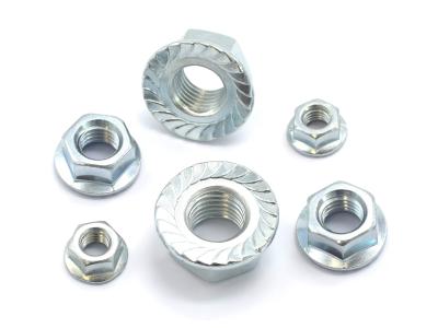 China Koolstofstaal Q235 / 35K Hexagon Flange Nuts Galvanisering Din 6923 ISO 4161 Te koop