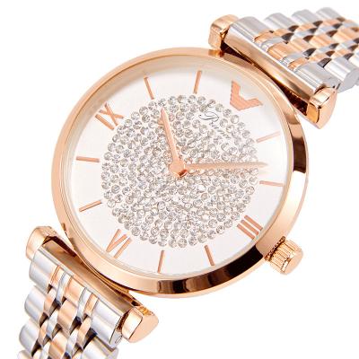 China Waterproof Fashion Luxury Quartz Watches Women Stainless Steel Diamond Dial Iced Out High Quality for sale