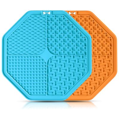 China Sustainable Pet Licking Pad 4 In 1 Silicone Pet Food Utensils Slow Food Bowl With Suction Cup Dog Licking Pad for sale