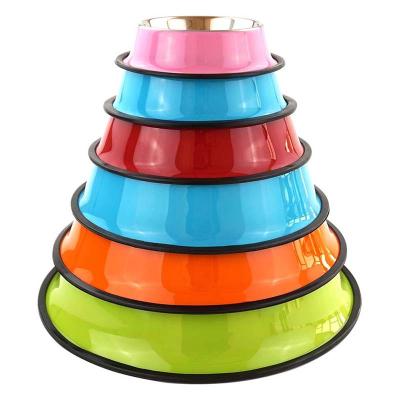 China Small Animals Color Paint Pet Bowl Stainless Steel Pet Bowl Anti-Slip Easy Clean Simple Diet for sale