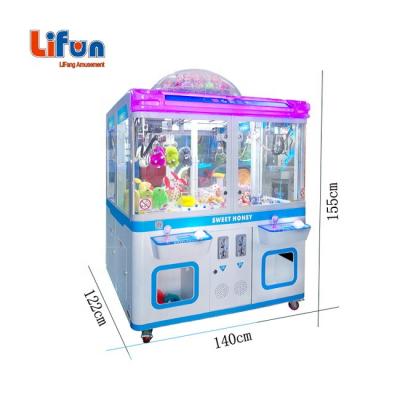 China Commercial Price Plush Toy Doll Claw Crane Game Plush Player Metal Cabinet And Tempered Glass Arcade 4 Vending Machine For Shopping Mall for sale