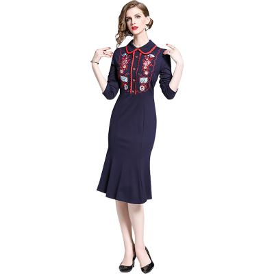 China 2022 Retro Style Stylish Casual Wear Long Sleeve Anti-Static Newest Temperament Casual Dress For Women for sale