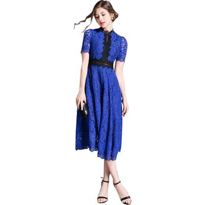 China Anti-static 2022 summer of the latest temperament women's fashion lace thin hollow casual dress for sale