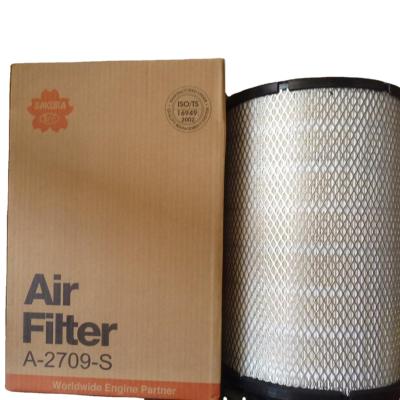 China SAKURA A-2709-S for Excavator Engine High Flow Air Cleaner Filter Assembly H 75mm*OD 66mm for sale