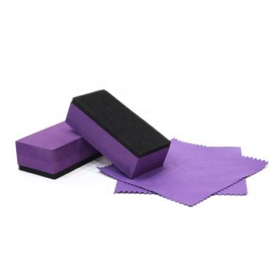 China Nano High Efficiency Ceramic Car Wax Purple Sponge Applicator Foam Protector Microfiber Cloth Towel Polishing Coating Auto Polish Set for sale