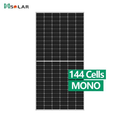 China Hot Sale 450W 550W 600W Solar Pump Power Station / HGSOLAR Cell Solar Panel / PV System Half Module Mono Solar Panel 5BB 9BB for sale